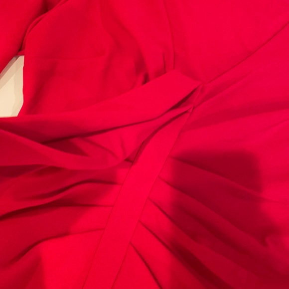 NWT INC red Hollywood runway mini dress tie front drape V day ruched cascade - Picture 12 of 16